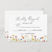 Cartons Réponse Aquarelle Fleur sauvage & papillons Botanique (Devant / Derrière)