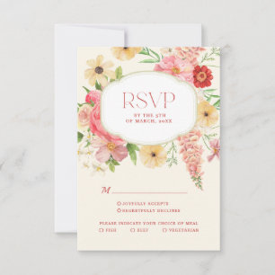 Cartons Réponse Aquarelle fleurie beurre jaune Mariage qr code