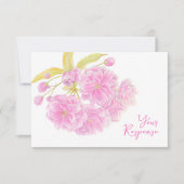 Cartons Réponse Aquarelle fleurie fleur sauvage mariage rose (Devant)