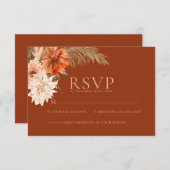 Cartons Réponse Aquarelle fleurie terre cuite mariage de automne r (Devant / Derrière)