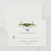 Cartons Réponse Aquarelle Fleurs Bleues, Acorns, Feuilles de chêne (Devant / Derrière)