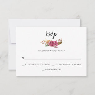 Cartons Réponse Aquarelle Fleurs Bohème Pays Mariage