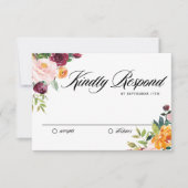 Cartons Réponse Aquarelle Fleurs d'automne Bouquet Mariage de auto (Devant)