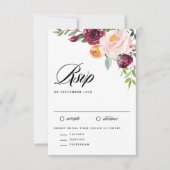Cartons Réponse Aquarelle Fleurs d'automne Floral Bouquet Mariage (Devant)