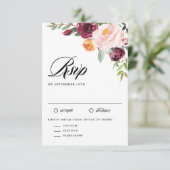 Cartons Réponse Aquarelle Fleurs d'automne Floral Bouquet Mariage (Debout devant)