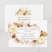 Cartons Réponse Aquarelle Fleurs d'ivoire Pampas Grass Anniversair (Devant / Derrière)