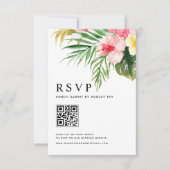 Cartons Réponse Aquarelle Fleurs tropicales Mariage de code QR (Devant)