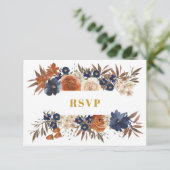 Cartons Réponse Aquarelle Floral Bleu Beige Ecru Boho Mariage (Debout devant)