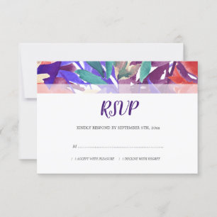 Cartons Réponse Aquarelle Floral Folial Coral Purple Mariage