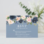 Cartons Réponse Aquarelle Floral rose Dusty Mariage bleu (Debout devant)