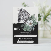 Cartons Réponse Aquarelle Floral Zebra Safari Mariage (Debout devant)