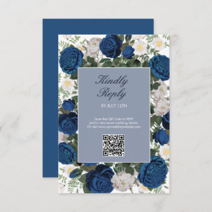 Cartons Réponse Aquarelle Florale Bleue Moderne Mariage élégant