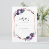 Cartons Réponse Aquarelle Florale Fleur pourpre Mariage (Debout devant)