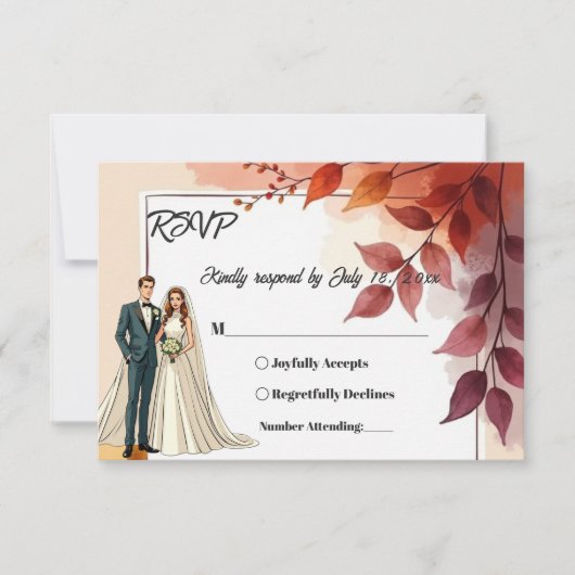 Cartons Réponse Aquarelle Florale Mariée Et Mariage de automne De (Devant)