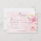Cartons Réponse Aquarelle florale rose bleu Mariage moderne (Devant)