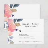 Cartons Réponse Aquarelle florale rose Mariage choix de repas (Devant / Derrière)