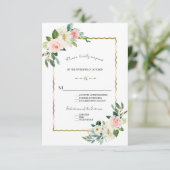 Cartons Réponse Aquarelle Flush Flowers Mariage Gold Navy (Debout devant)