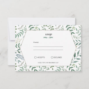Cartons Réponse Aquarelle Foliage Mariage de verdure