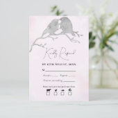 Cartons Réponse Aquarelle Grise Aiguilles Sur Branche rose pâle (Debout devant)