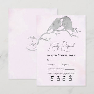 Cartons Réponse Aquarelle Grise Aiguilles Sur Branche rose pâle