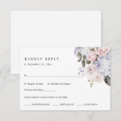 Cartons Réponse Aquarelle Hydrangea Floral | Choix de repas mariag (Devant / Derrière)