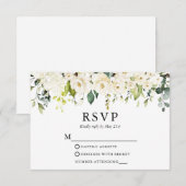 Cartons Réponse Aquarelle Ivoire Blanc Floral Mariage (Devant / Derrière)
