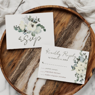Cartons Réponse Aquarelle ivoire Floral Rustique Sage Vert Mariage