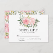 Cartons Réponse Aquarelle Lush Blush rose Mariage Floral (Devant / Derrière)