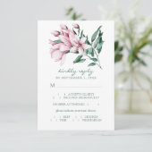 Cartons Réponse Aquarelle Magnolia Bouquet Mariage choix de repas (Debout devant)