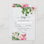 Cartons Réponse Aquarelle Magnolia Fleurs Mariage (Devant / Derrière)