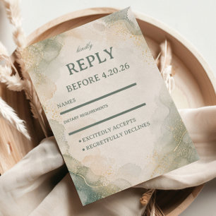 Cartons Réponse Aquarelle Marbre Élégant