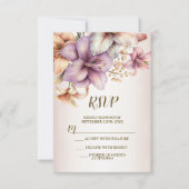 Cartons Réponse Aquarelle mariage Boho Rose Fleurs Élégantes (Devant)