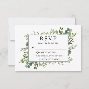 Cartons Réponse Aquarelle mariage Verdure botanique