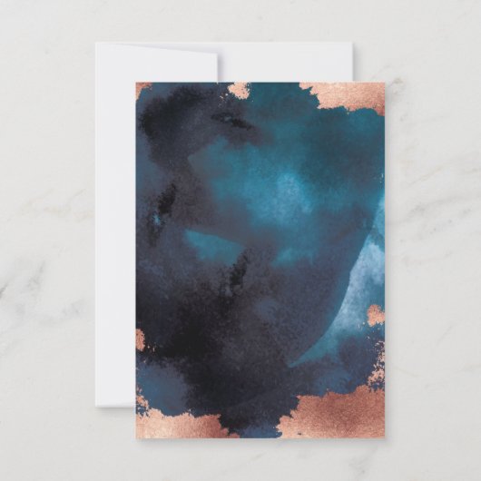 Cartons Réponse Aquarelle Marine Blanc Rose Or Mariage Qr Code (Dos)