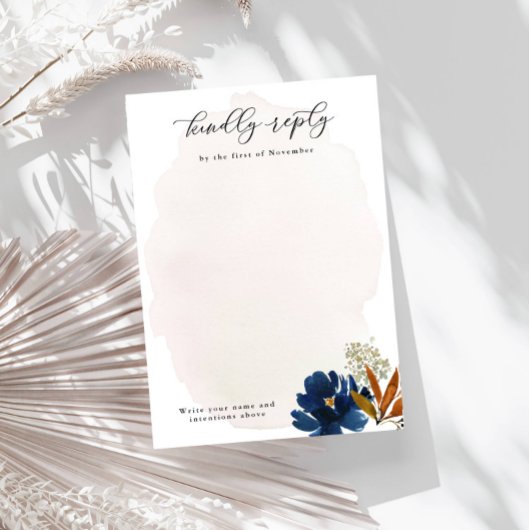 Cartons Réponse Aquarelle marine et rouille Fleurs Boho Vertical B