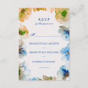 Cartons Réponse Aquarelle Marine Floral Wreath Mariage de automne 