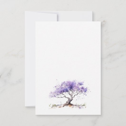 Cartons Réponse Aquarelle minimale Lilac Jacaranda Mariage arbre (Dos)