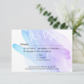 Cartons Réponse aquarelle minimaliste élégant mariage bleu violet (Debout devant)