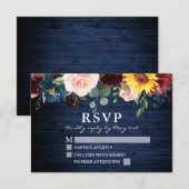 Cartons Réponse Aquarelle Mixte Floral Rustique Mariage en bois bl (Devant / Derrière)