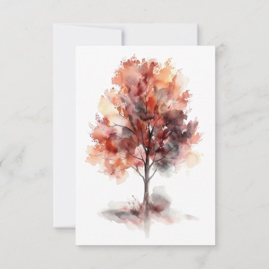 Cartons Réponse Aquarelle moderne Automne Forêt extérieure Mariage (Dos)