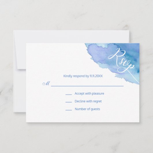 Cartons Réponse Aquarelle moderne bleu Turquoise Turquoise Mariage (Devant)