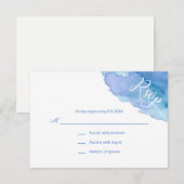 Cartons Réponse Aquarelle moderne bleu Turquoise Turquoise Mariage (Devant / Derrière)
