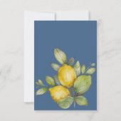 Cartons Réponse Aquarelle moderne Citron bleu et jaune Mariage (Dos)