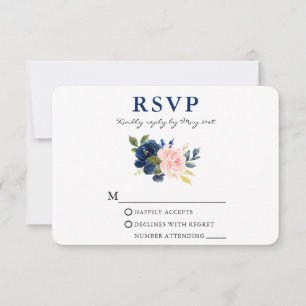 Cartons Réponse Aquarelle moderne Classique Bleu rose Mariage Flor