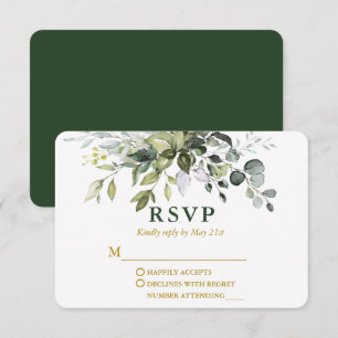 Cartons Réponse Aquarelle moderne élégante Verdure Mariage Or