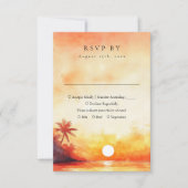 Cartons Réponse Aquarelle moderne Orange Beach Sunset Mariage (Devant)