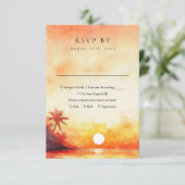 Cartons Réponse Aquarelle moderne Orange Beach Sunset Mariage (Debout devant)