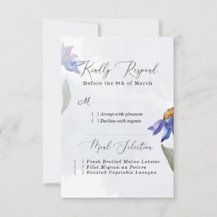 Cartons Réponse Aquarelle moderne Purple Daisy Mariage / Événement