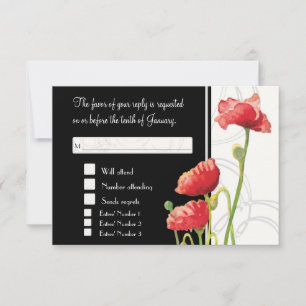 Cartons Réponse Aquarelle moderne Rouge Poppies de pavot tordes No