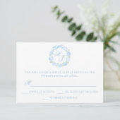 Cartons Réponse Aquarelle Monogramme bleu Hydrangea Mariage de cou (Debout devant)